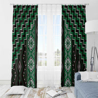 New Zealand Aotearoa Window Curtain Green Poutama With Taniko Pattern LT05