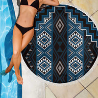 New Zealand Aotearoa Beach Blanket Blue Poutama With Taniko Pattern LT05