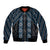 New Zealand Aotearoa Bomber Jacket Blue Poutama With Taniko Pattern LT05