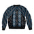 New Zealand Aotearoa Bomber Jacket Blue Poutama With Taniko Pattern LT05