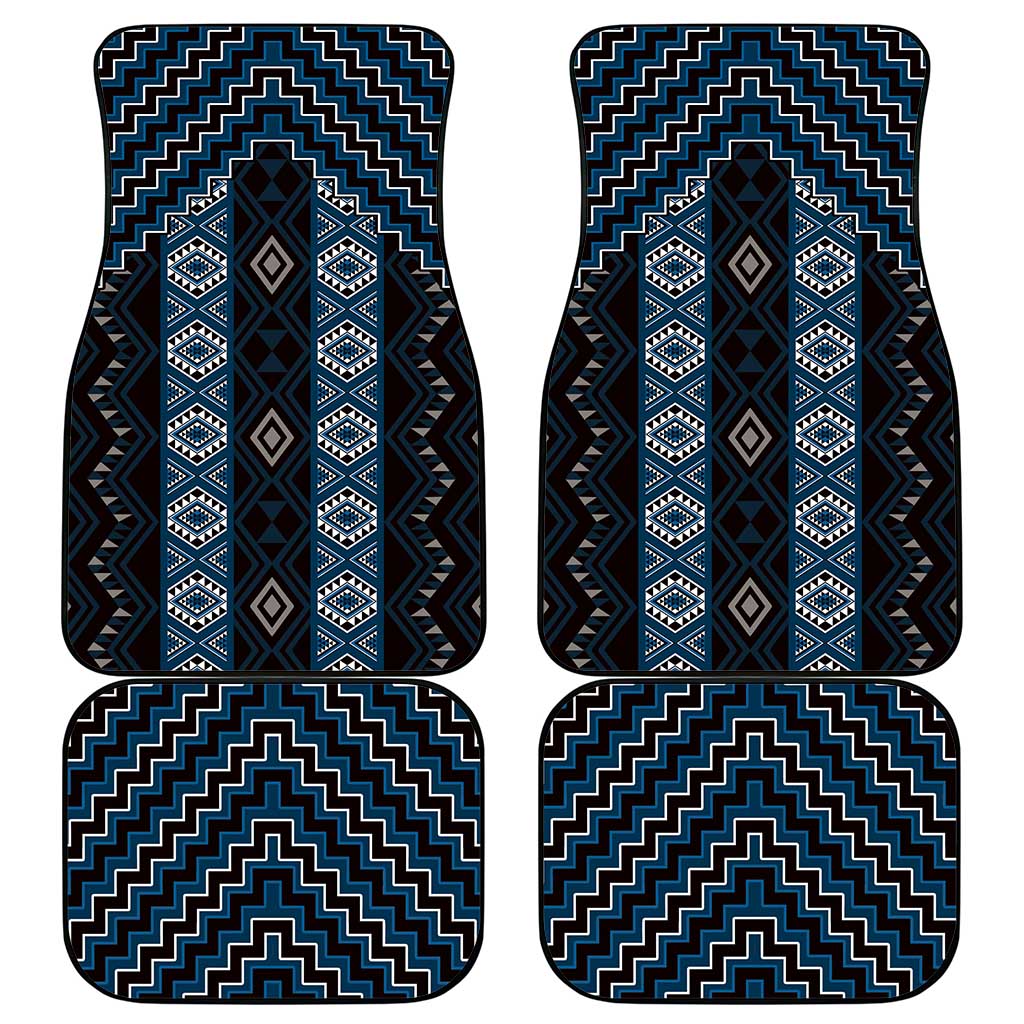 New Zealand Aotearoa Car Mats Blue Poutama With Taniko Pattern LT05