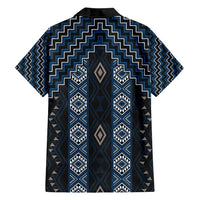 New Zealand Aotearoa Family Matching Long Sleeve Bodycon Dress and Hawaiian Shirt Blue Poutama With Taniko Pattern LT05 - Polynesian Pride