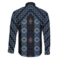 New Zealand Aotearoa Family Matching Long Sleeve Bodycon Dress and Hawaiian Shirt Blue Poutama With Taniko Pattern LT05 - Polynesian Pride