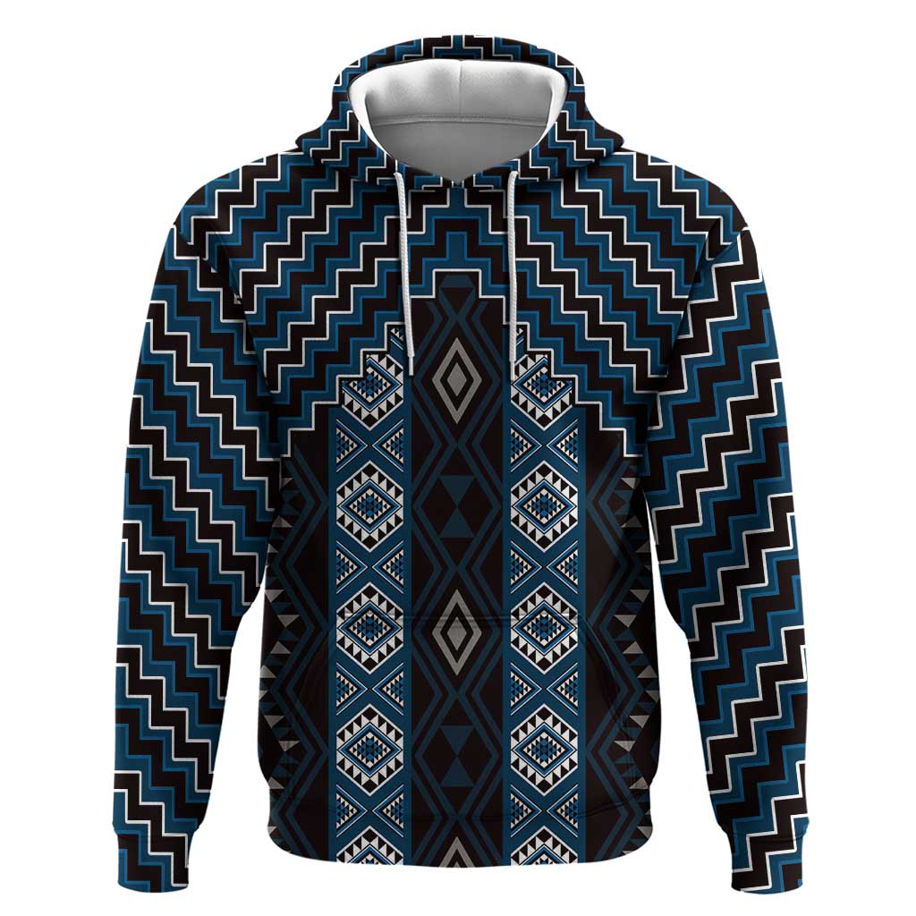 New Zealand Aotearoa Hoodie Blue Poutama With Taniko Pattern LT05