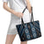 New Zealand Aotearoa Leather Tote Bag Blue Poutama With Taniko Pattern LT05