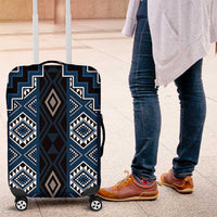 New Zealand Aotearoa Luggage Cover Blue Poutama With Taniko Pattern LT05