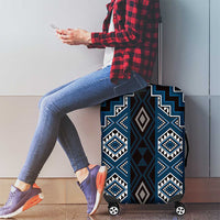 New Zealand Aotearoa Luggage Cover Blue Poutama With Taniko Pattern LT05
