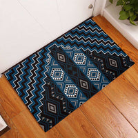 New Zealand Aotearoa Rubber Doormat Blue Poutama With Taniko Pattern LT05