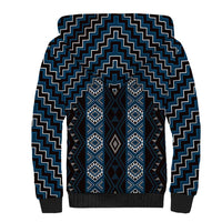 New Zealand Aotearoa Sherpa Hoodie Blue Poutama With Taniko Pattern LT05