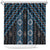 New Zealand Aotearoa Shower Curtain Blue Poutama With Taniko Pattern LT05
