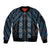 New Zealand Aotearoa Sleeve Zip Bomber Jacket Blue Poutama With Taniko Pattern LT05