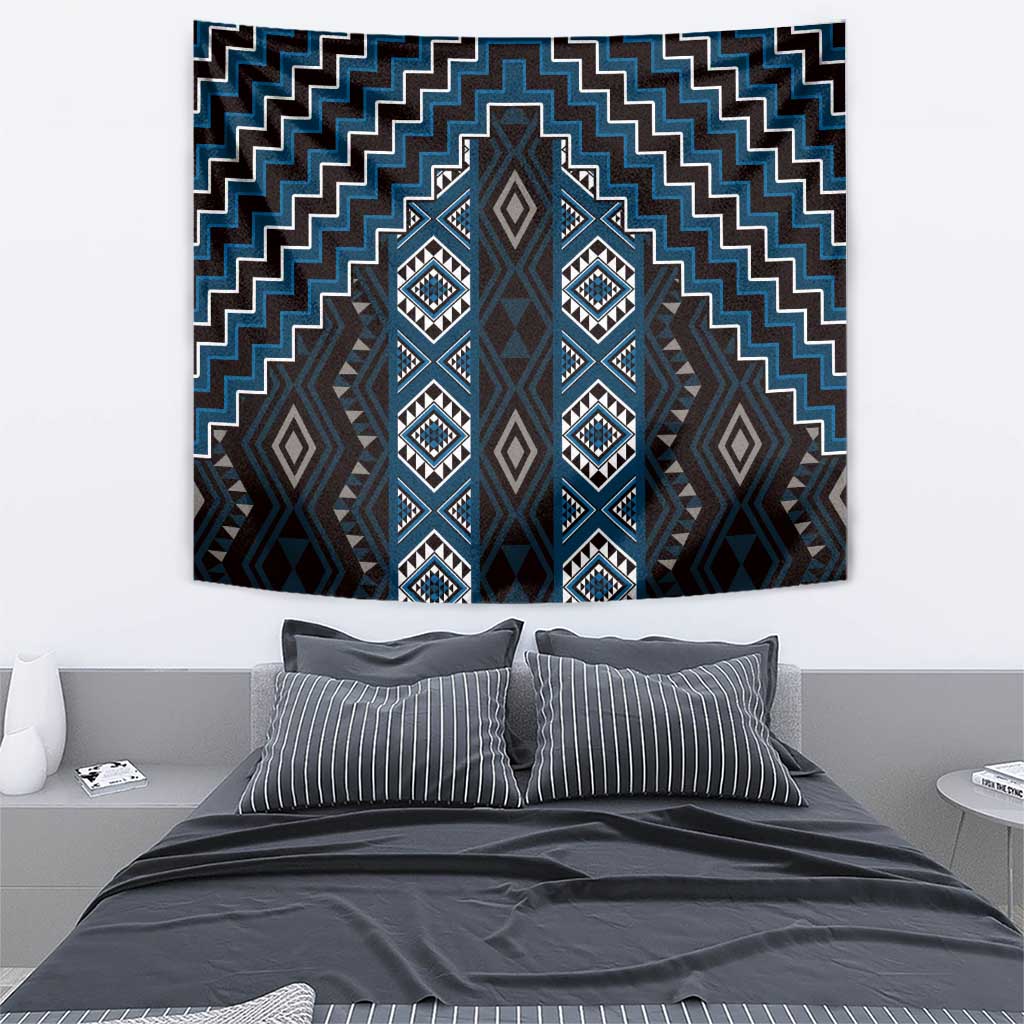 New Zealand Aotearoa Tapestry Blue Poutama With Taniko Pattern LT05