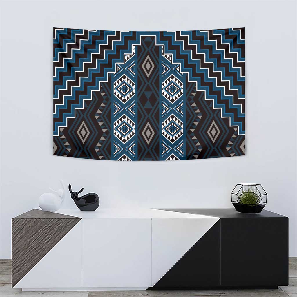 New Zealand Aotearoa Tapestry Blue Poutama With Taniko Pattern LT05