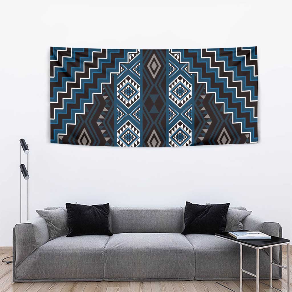 New Zealand Aotearoa Tapestry Blue Poutama With Taniko Pattern LT05