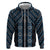 New Zealand Aotearoa Zip Hoodie Blue Poutama With Taniko Pattern LT05