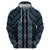 New Zealand Aotearoa Zip Hoodie Blue Poutama With Taniko Pattern LT05
