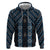 New Zealand Aotearoa Zip Hoodie Blue Poutama With Taniko Pattern LT05