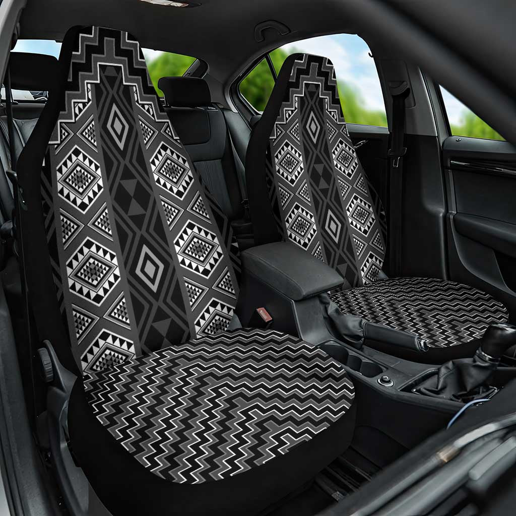 New Zealand Aotearoa Car Seat Cover Black Poutama With Taniko Pattern LT05