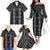 New Zealand Aotearoa Family Matching Off The Shoulder Long Sleeve Dress and Hawaiian Shirt Black Poutama With Taniko Pattern LT05