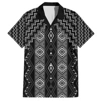 New Zealand Aotearoa Family Matching Short Sleeve Bodycon Dress and Hawaiian Shirt Black Poutama With Taniko Pattern LT05 Dad's Shirt - Short Sleeve Black - Polynesian Pride