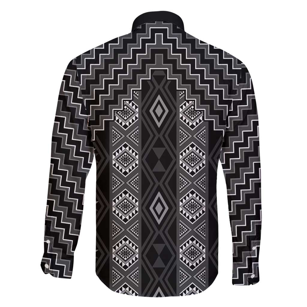 New Zealand Aotearoa Family Matching Short Sleeve Bodycon Dress and Hawaiian Shirt Black Poutama With Taniko Pattern LT05 - Polynesian Pride