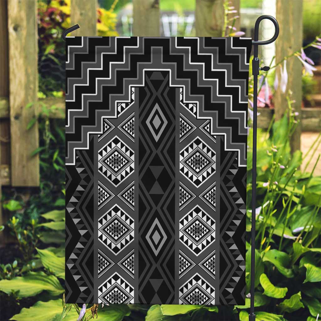 New Zealand Aotearoa Garden Flag Black Poutama With Taniko Pattern LT05