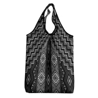 New Zealand Aotearoa Grocery Bag Black Poutama With Taniko Pattern