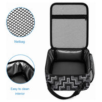 New Zealand Aotearoa Lunch Bag Black Poutama With Taniko Pattern LT05 - Polynesian Pride