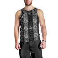 New Zealand Aotearoa Men Tank Top Black Poutama With Taniko Pattern LT05