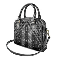 New Zealand Aotearoa Shoulder Handbag Black Poutama With Taniko Pattern LT05