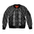 New Zealand Aotearoa Sleeve Zip Bomber Jacket Black Poutama With Taniko Pattern LT05