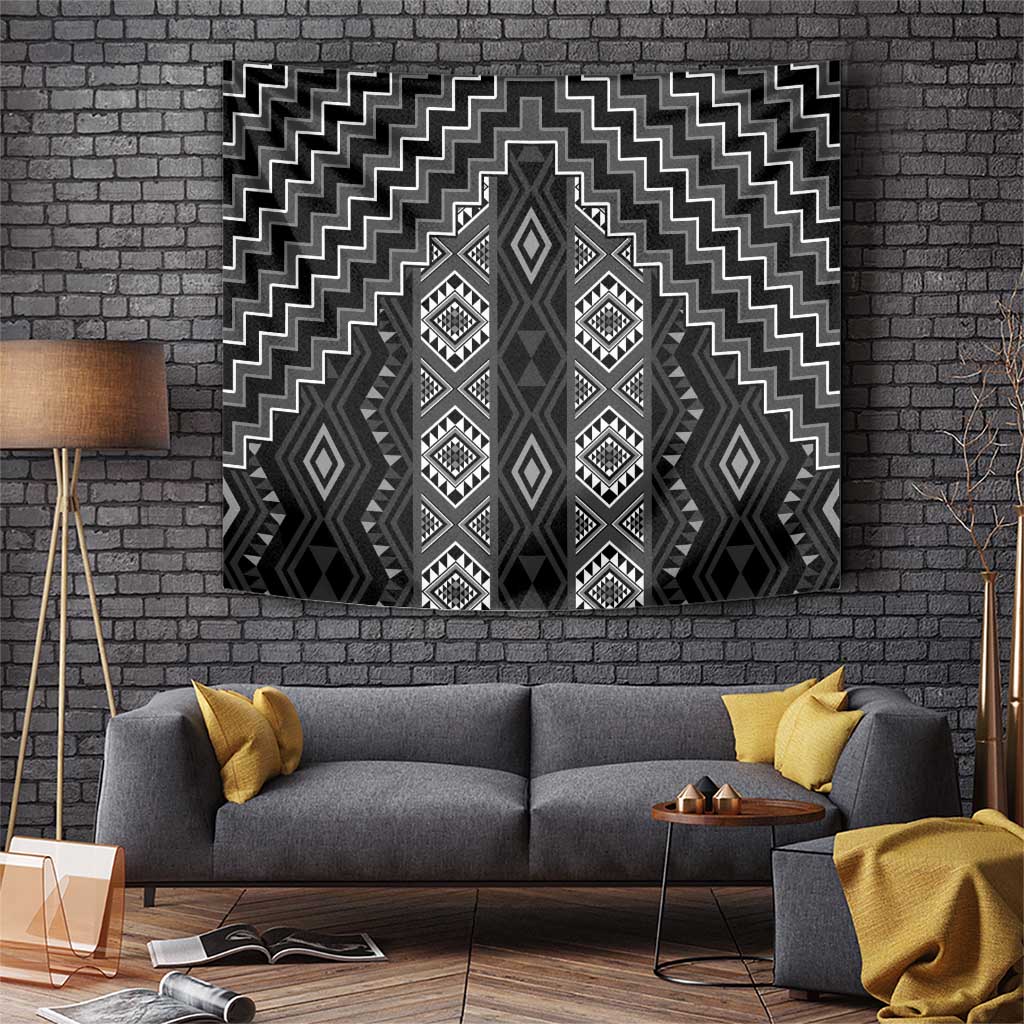 New Zealand Aotearoa Tapestry Black Poutama With Taniko Pattern LT05