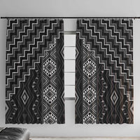 New Zealand Aotearoa Window Curtain Black Poutama With Taniko Pattern LT05