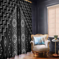 New Zealand Aotearoa Window Curtain Black Poutama With Taniko Pattern LT05