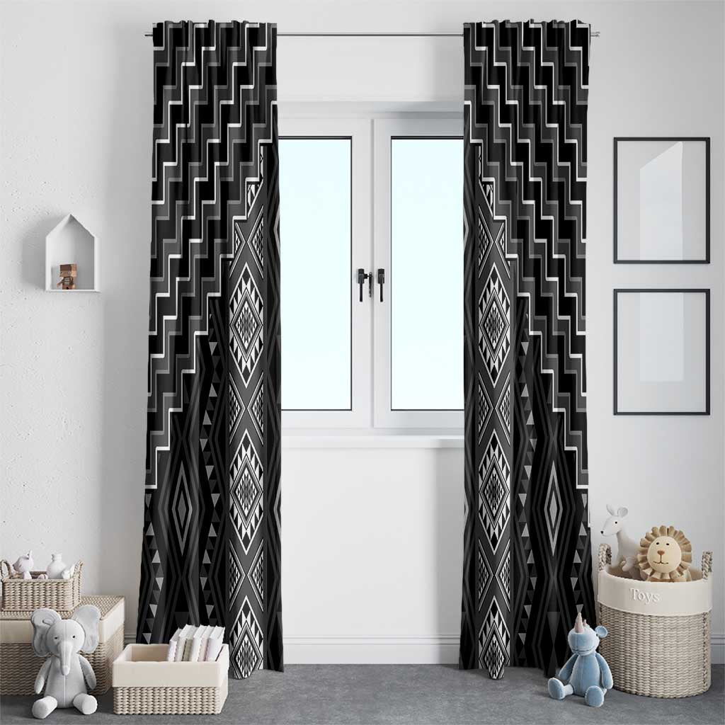 New Zealand Aotearoa Window Curtain Black Poutama With Taniko Pattern LT05