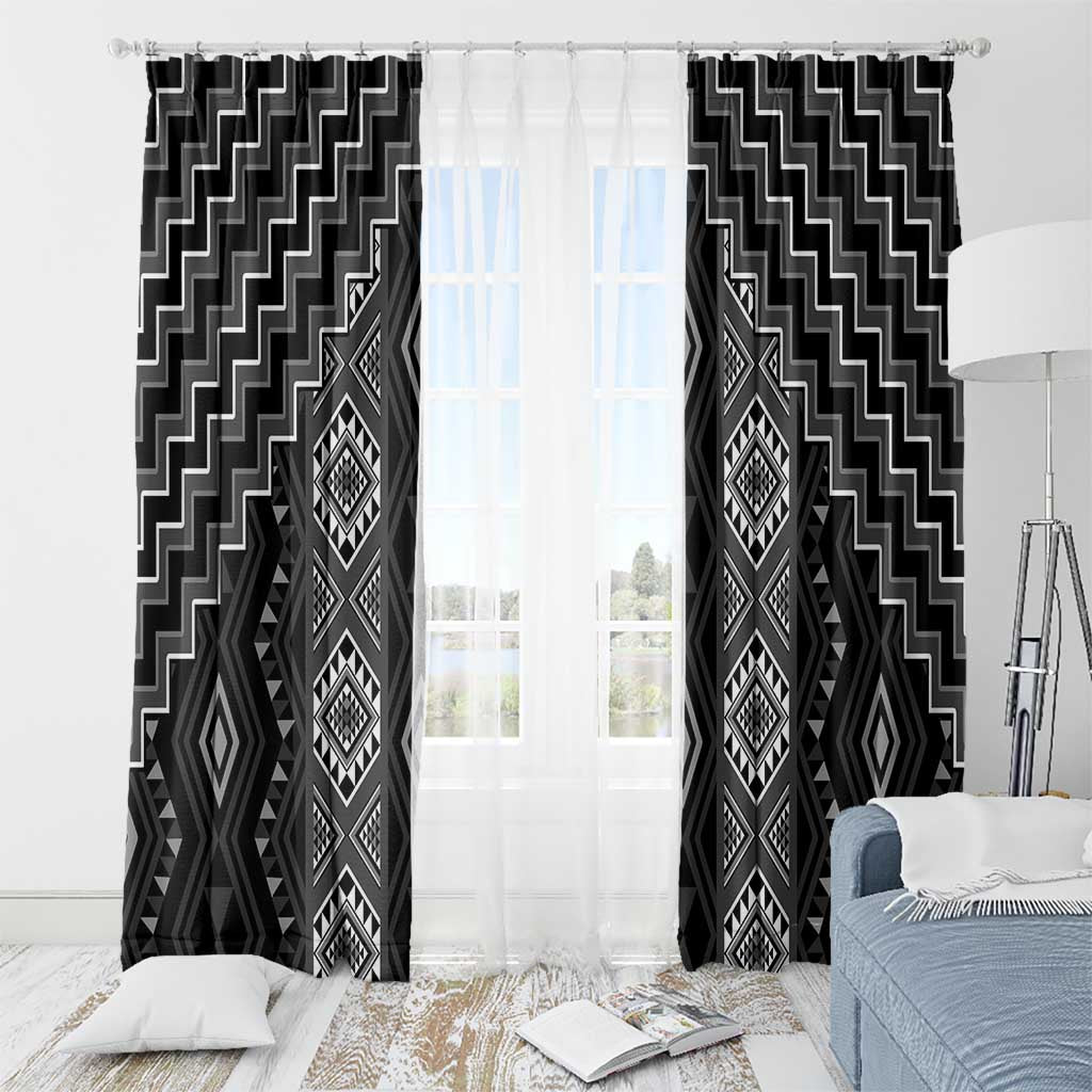 New Zealand Aotearoa Window Curtain Black Poutama With Taniko Pattern LT05