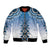 New Zealand Bomber Jacket Poutama Mix Blue Taniko Inspired Art LT05