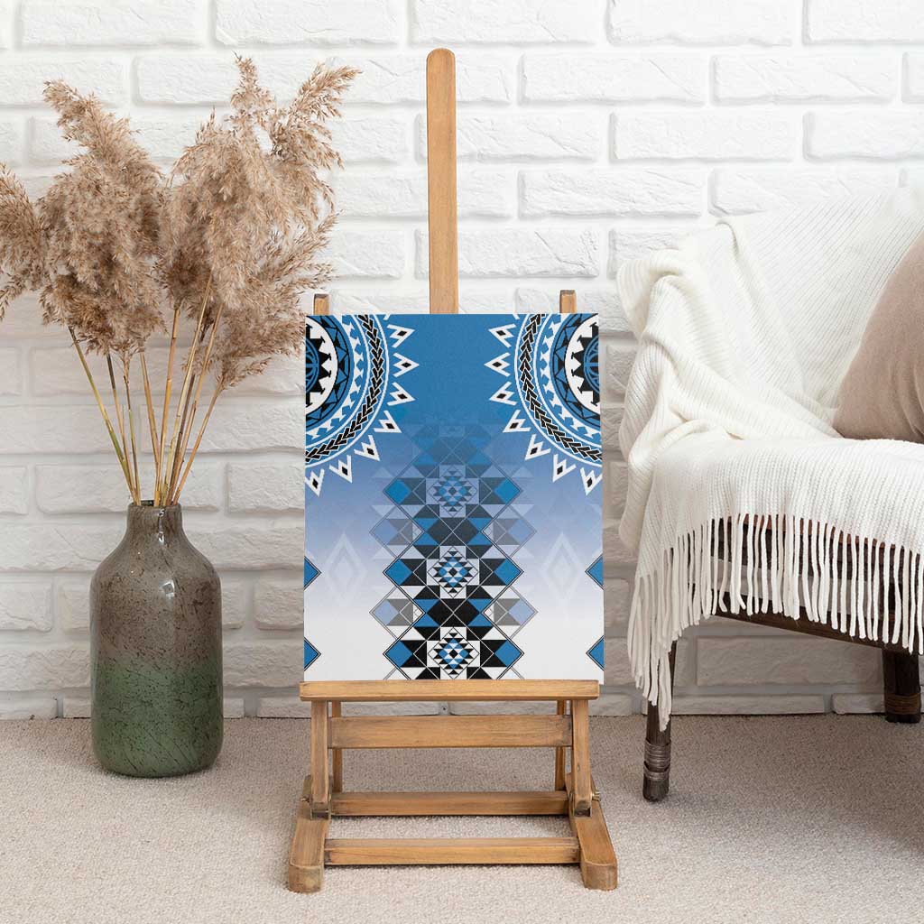 New Zealand Canvas Wall Art Poutama Mix Blue Taniko Inspired Art LT05