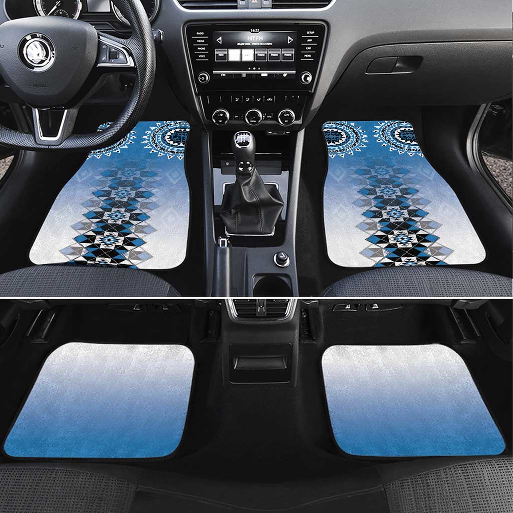 New Zealand Car Mats Poutama Mix Blue Taniko Inspired Art LT05