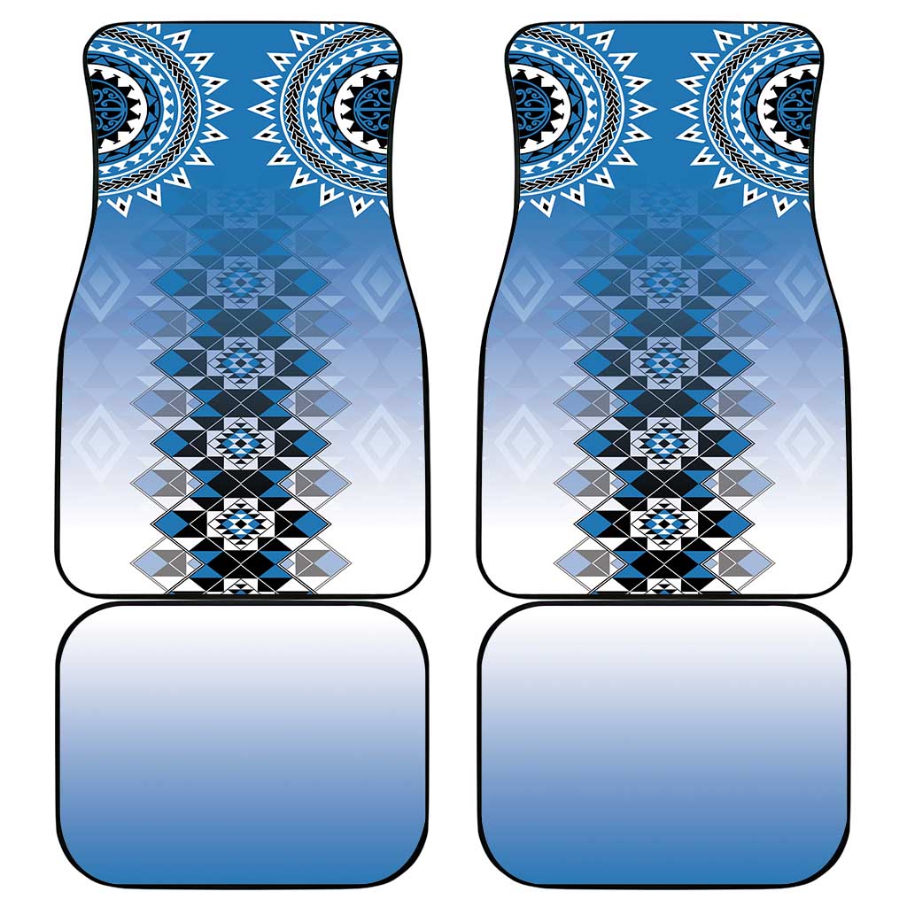 New Zealand Car Mats Poutama Mix Blue Taniko Inspired Art LT05