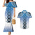 New Zealand Couples Matching Mermaid Dress and Hawaiian Shirt Poutama Mix Blue Taniko Inspired Art LT05