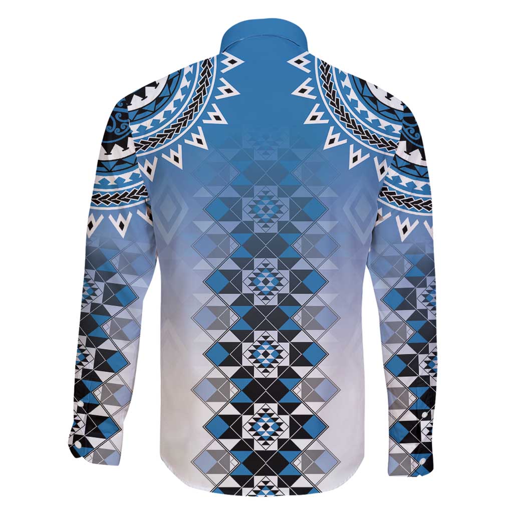 New Zealand Family Matching Mermaid Dress and Hawaiian Shirt Poutama Mix Blue Taniko Inspired Art LT05 - Polynesian Pride