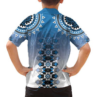 New Zealand Family Matching Puletasi and Hawaiian Shirt Poutama Mix Blue Taniko Inspired Art LT05 - Polynesian Pride