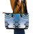 New Zealand Leather Tote Bag Poutama Mix Blue Taniko Inspired Art LT05