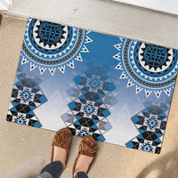 New Zealand Rubber Doormat Poutama Mix Blue Taniko Inspired Art LT05