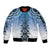 New Zealand Sleeve Zip Bomber Jacket Poutama Mix Blue Taniko Inspired Art LT05