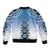 New Zealand Sleeve Zip Bomber Jacket Poutama Mix Blue Taniko Inspired Art LT05