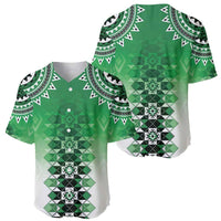 New Zealand Baseball Jersey Poutama Mix Green Taniko Inspired Art LT05