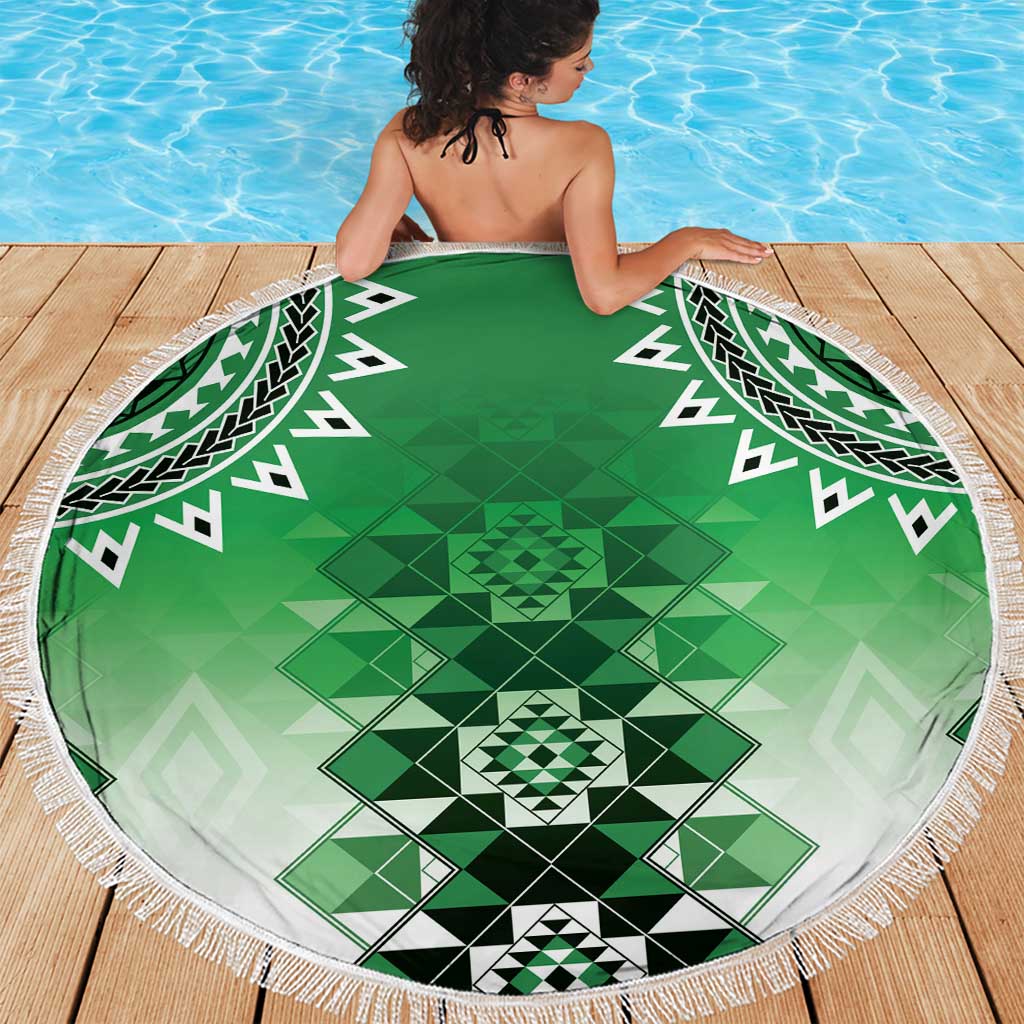 New Zealand Beach Blanket Poutama Mix Green Taniko Inspired Art LT05