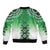 New Zealand Bomber Jacket Poutama Mix Green Taniko Inspired Art LT05